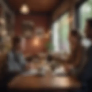 Meaningful Conversations in a Local Cafe A cozy coffee shop setting where friends are engaged in lively conversation.