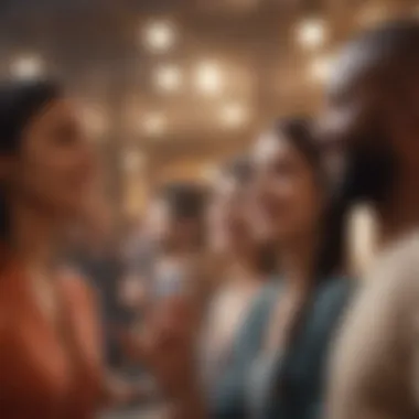 A vibrant community gathering with diverse individuals sharing laughs and experiences.