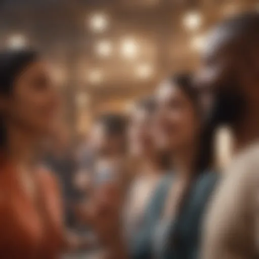 A vibrant community gathering with diverse individuals sharing laughs and experiences.
