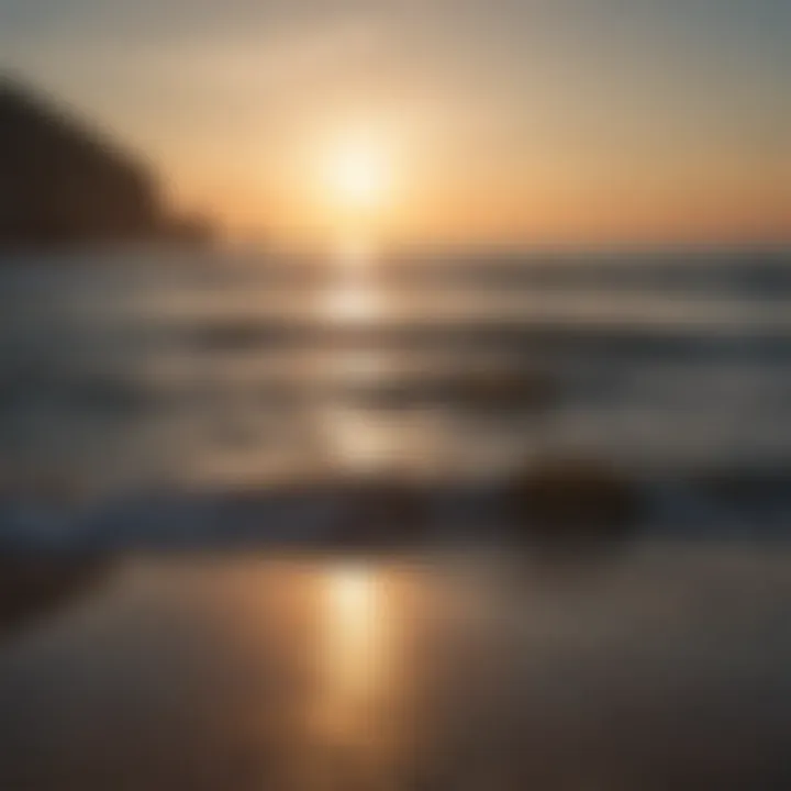 A serene sunset over a calm sea, evoking peace and tranquility