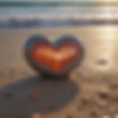 A heart-shaped stone on a beach representing enduring love