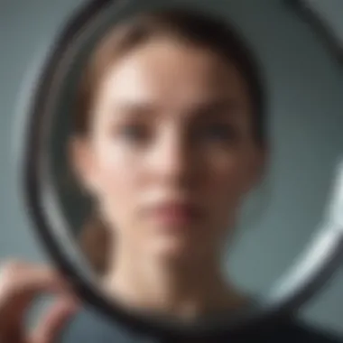 A close-up of a mirror reflecting thoughts of self-worth