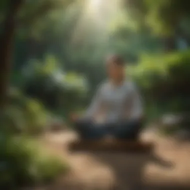 An individual practicing meditation in a tranquil garden