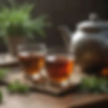 A close-up of calming herbal teas arranged for relaxation