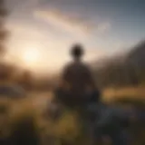 A serene landscape with a person listening to music peacefully