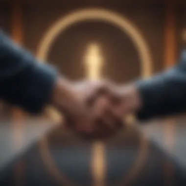 A virtual handshake symbolizing new connections.