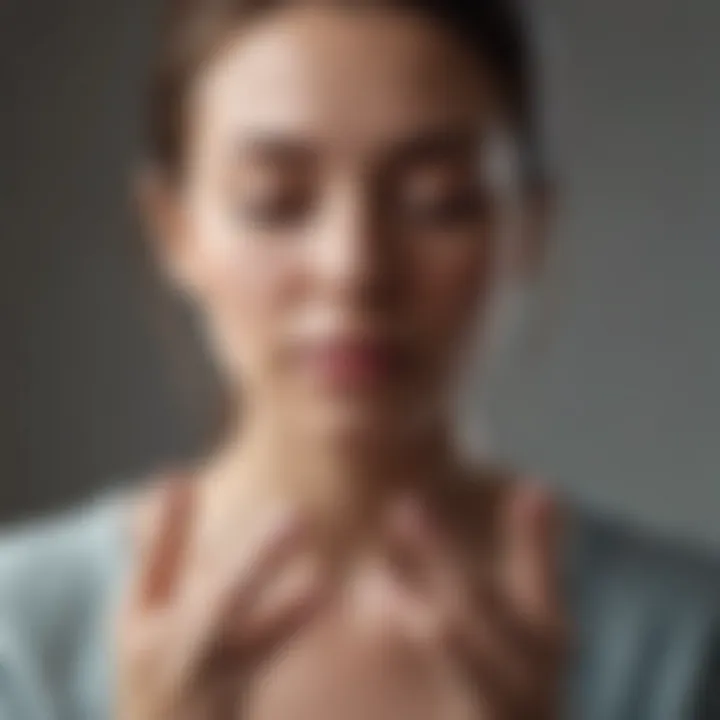 A close-up of a person engaged in a meditative pose, conveying focus and stillness.