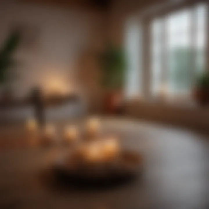 A calm meditation space with candles and soft lighting, embodying a mindful atmosphere.