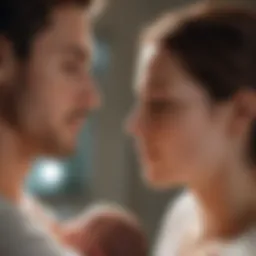A serene moment capturing a new parent reflecting on their feelings.