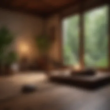 Serene meditation space with soft lighting