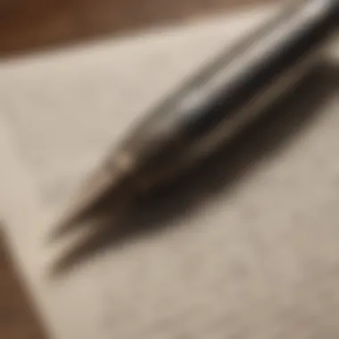 The Weight of Words A close-up of a quill pen resting on a page filled with handwritten quotes, representing the power of words in expressing emotions