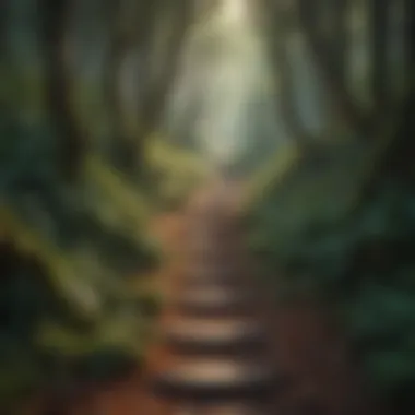 A winding path through a vibrant forest, representing the journey of personal growth