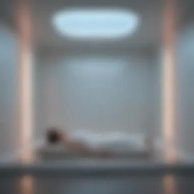 Inside a Sensory Deprivation Chamber A serene interior view of a sensory deprivation chamber with soft lighting.