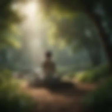 Embracing Stillness A person seated in a peaceful posture surrounded by greenery