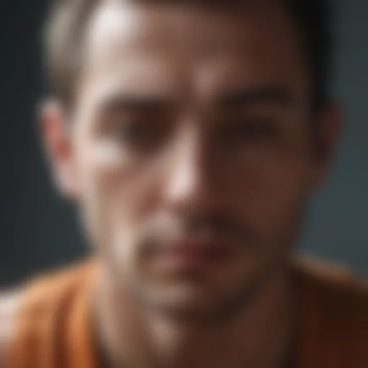 A close-up of a person meditating with focused expression