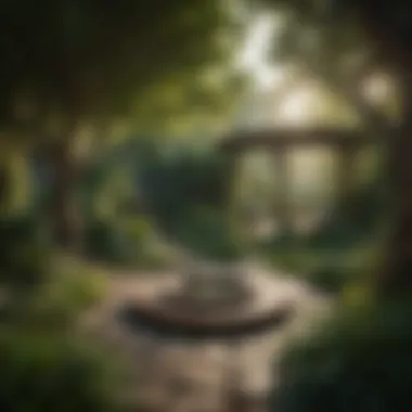 Nature's Embrace: An Outdoor Meditation Garden Outdoor meditation garden with lush greenery