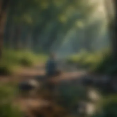 Mindfulness and Tranquility in Nature A serene landscape depicting mindfulness and tranquility
