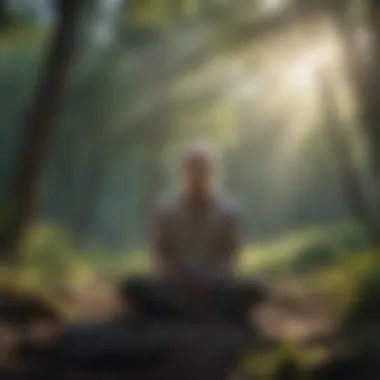 Finding Stillness Within A person meditating in nature, surrounded by stillness