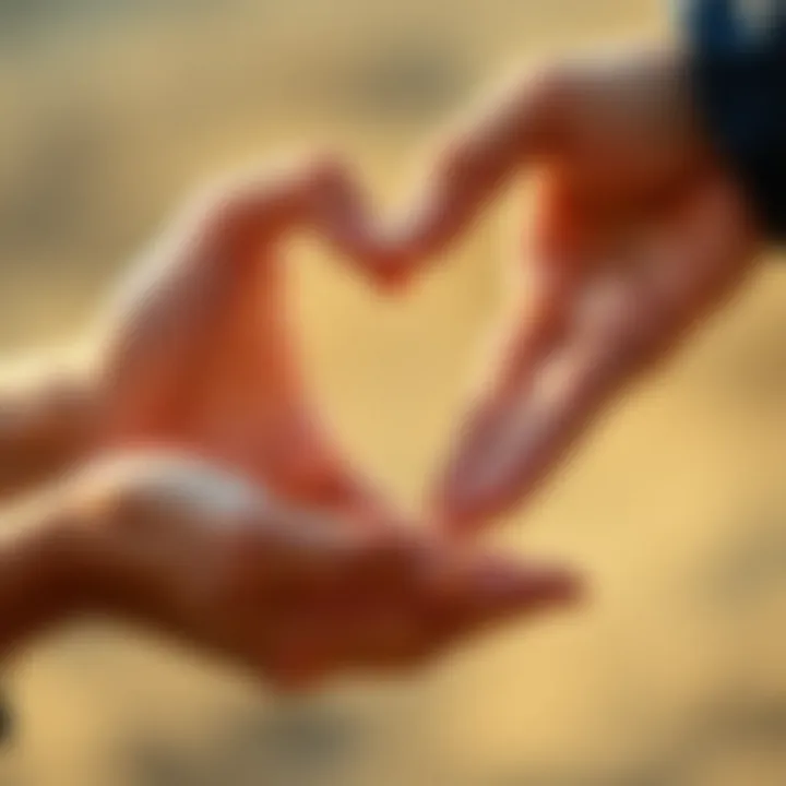 A close-up of hands exchanging a heart symbolizing connection