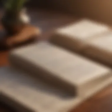 Meditation Insights A close-up of an open book with meditation notes and a calming ambiance