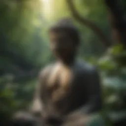 A serene Buddha statue surrounded by nature