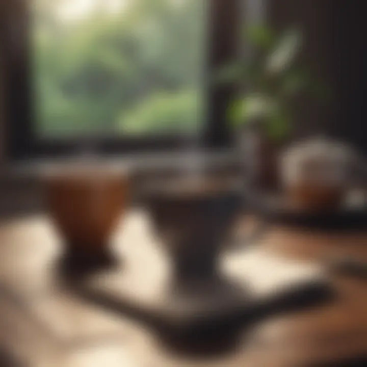 A notebook and a cup of tea representing mindfulness and intentional living