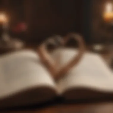 Whispers of Love in Literature An open book with poignant quotes on love