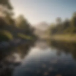 A serene landscape reflecting tranquility and simplicity
