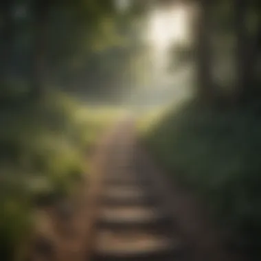 Journey to Resilience A serene scene of nature with a path leading forward, representing hope and the journey towards emotional resilience.