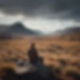 A solitary figure gazing out at a vast, empty landscape, symbolizing feelings of isolation and worthlessness.