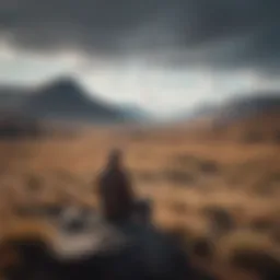 A solitary figure gazing out at a vast, empty landscape, symbolizing feelings of isolation and worthlessness.