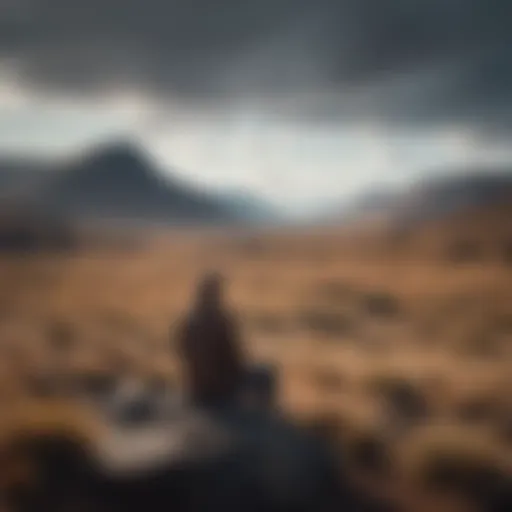 A solitary figure gazing out at a vast, empty landscape, symbolizing feelings of isolation and worthlessness.