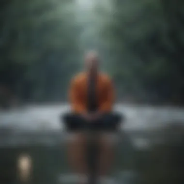 Finding Calm in the Storm A tranquil individual meditating amidst chaos
