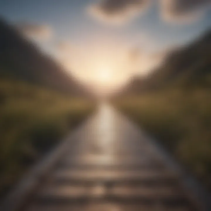 A path leading towards a bright horizon symbolizing clarity