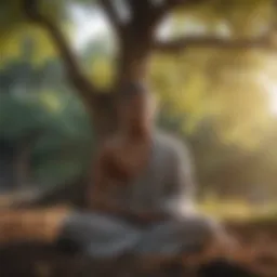 Buddha meditating under a tree