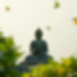 Buddha sitting in meditation surrounded by nature