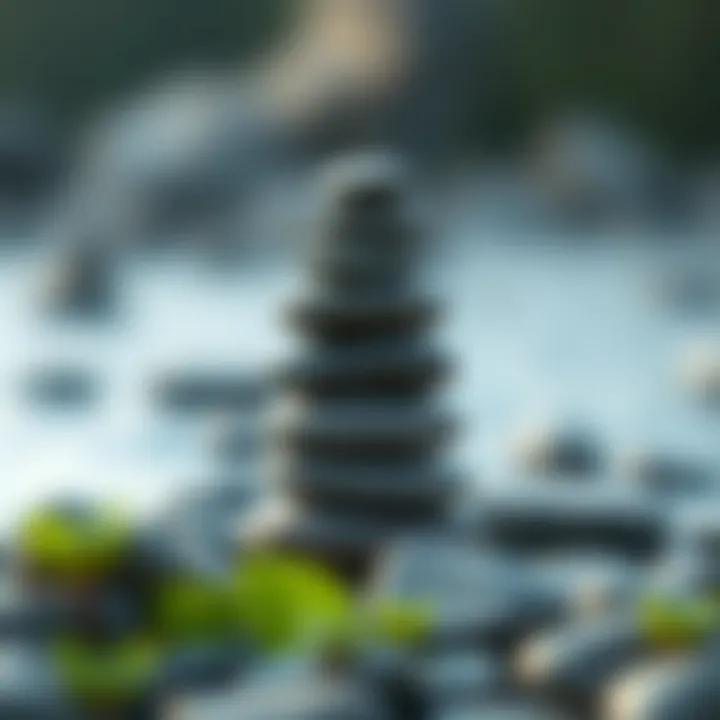 Zen stones stacked in harmony representing peace