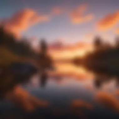 Evening Reflections A vibrant sunset over a calm lake