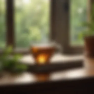 Mindfulness and Reflection An open journal with a cup of herbal tea, symbolizing mindfulness practice
