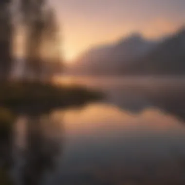 Tranquil Sunset Over a Calm Lake A serene landscape with a tranquil sunset over a calm lake