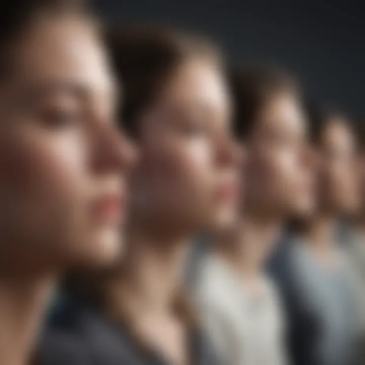 Group of students practicing deep breathing techniques