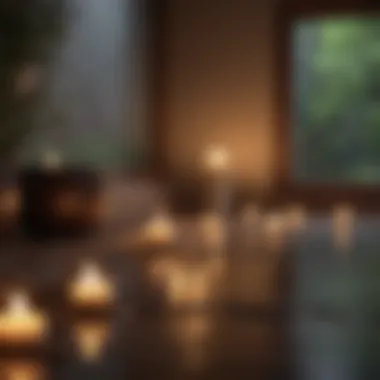 Meditative space with candles and soothing elements