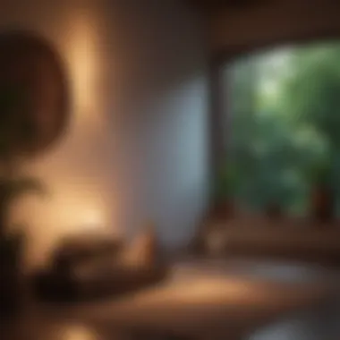 Calming meditation space with soft lighting