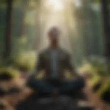 Calm individual meditating in nature