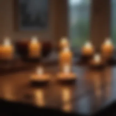 A meditative scene with candles and soft lighting