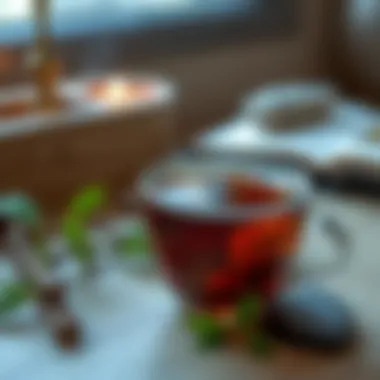 Soothing herbal teas and calming elements