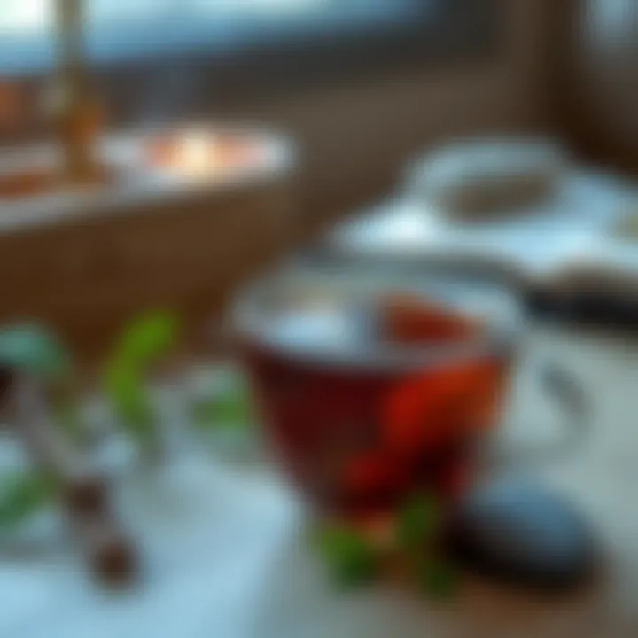 Soothing herbal teas and calming elements