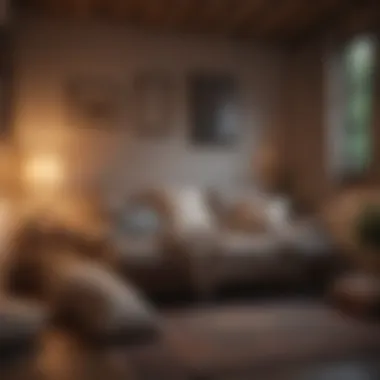 A Comforting Retreat A cozy reading nook filled with soft cushions and warm lighting.