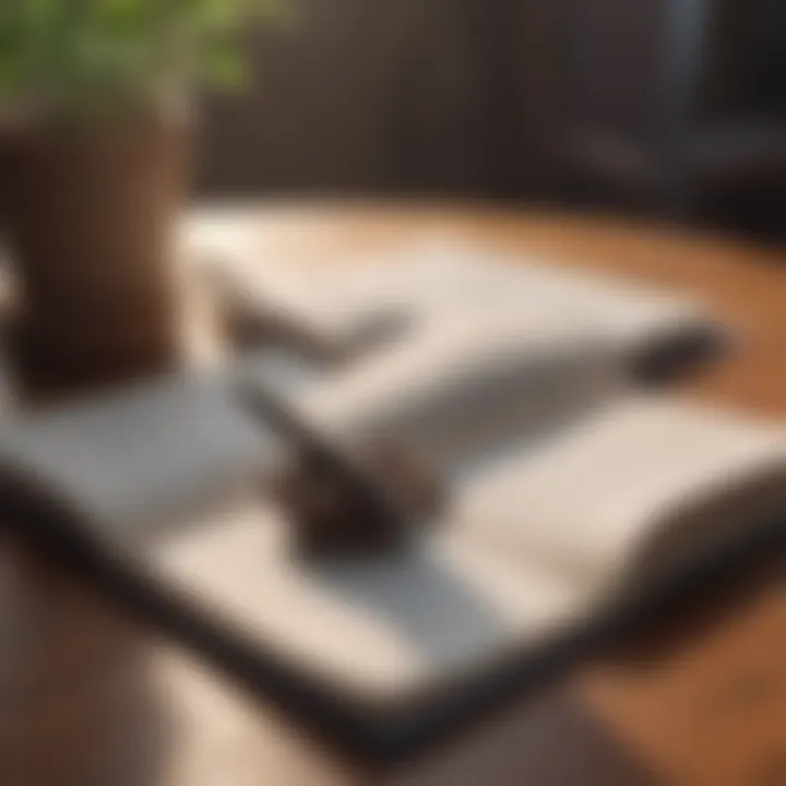 A journal and pen for mindfulness reflection