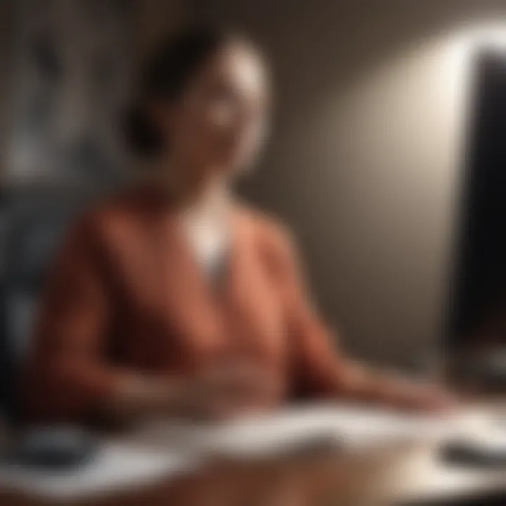 An individual practicing mindfulness at their desk